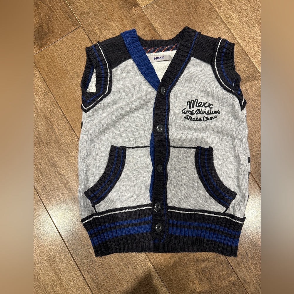 MEXX kids Black and Blue sweater vest with buttons
